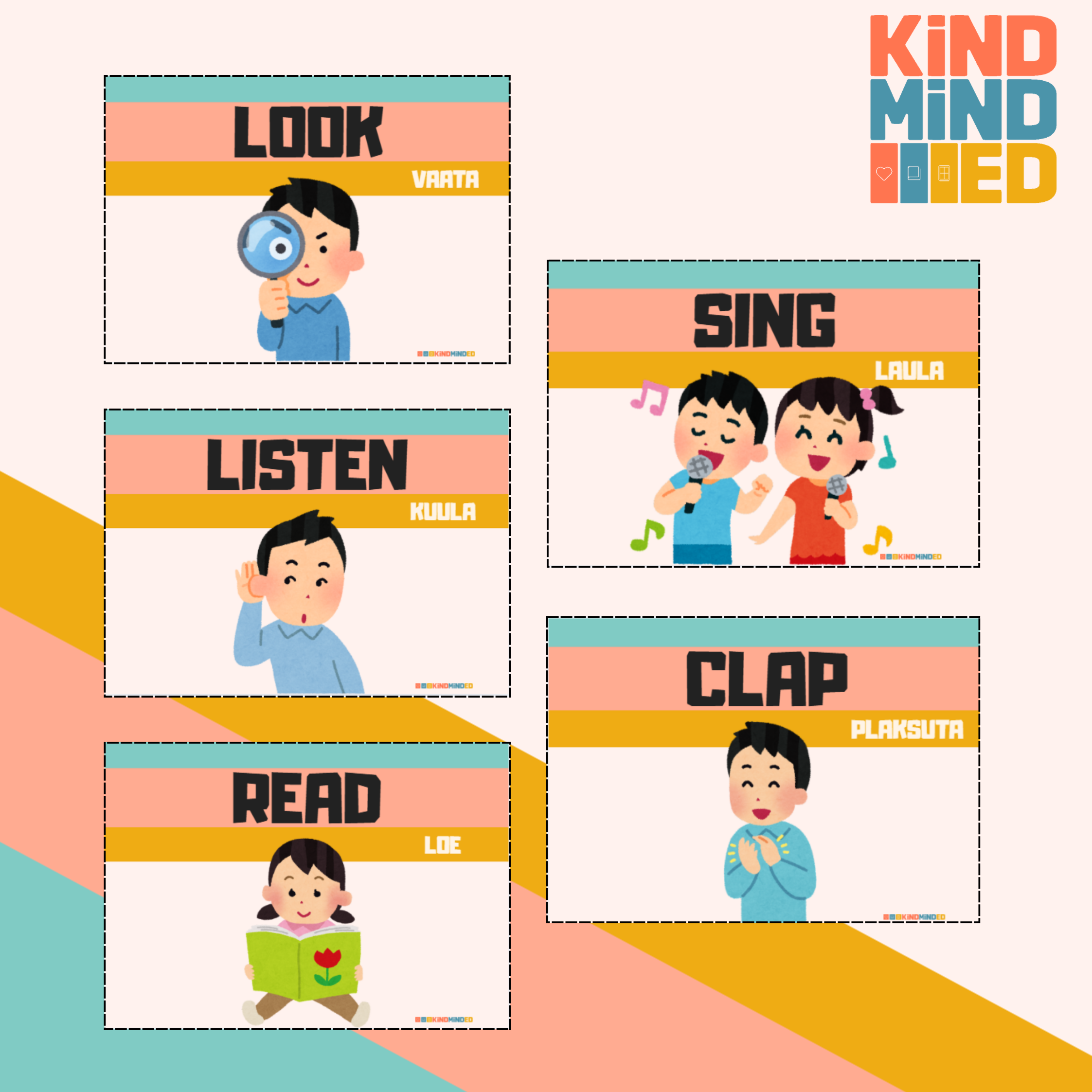 Plakati komplekt: käsklused ja juhised inglise keeles (22 tk, A4)