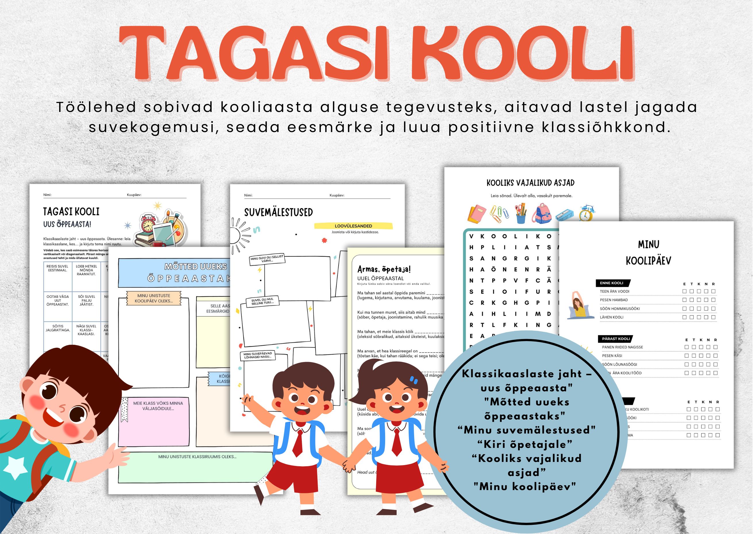 TAGASI KOOLI. Töölehtede komplekt.