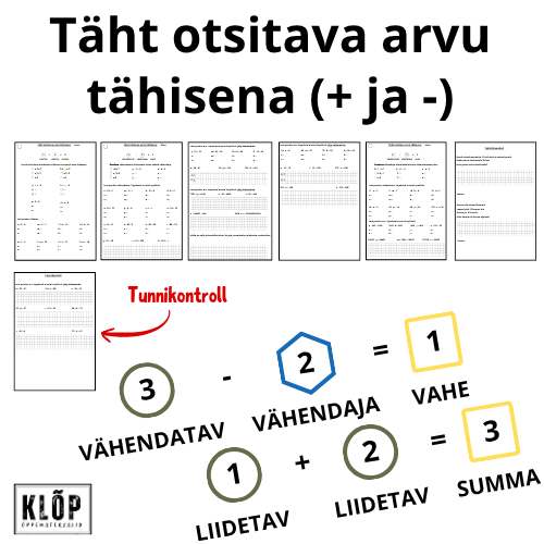 Täht otsitava arvu tähisena (liitmine ja lahutamine)