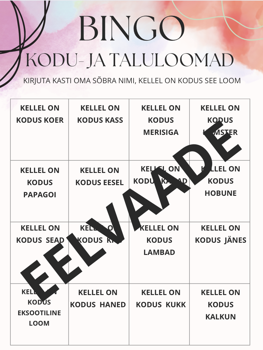 BINGO - kodu- ja taluloomad