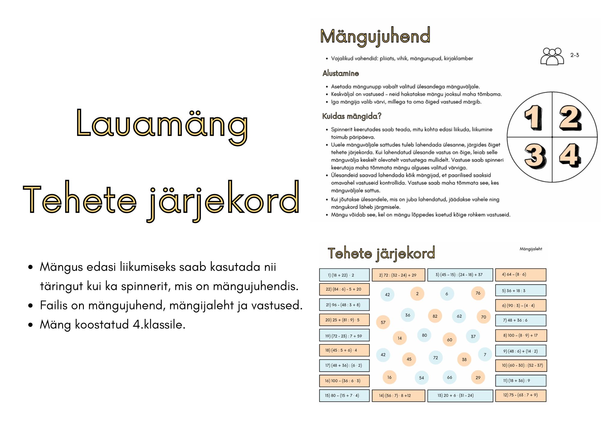Lauamäng "TEHETE JÄRJEKORD"