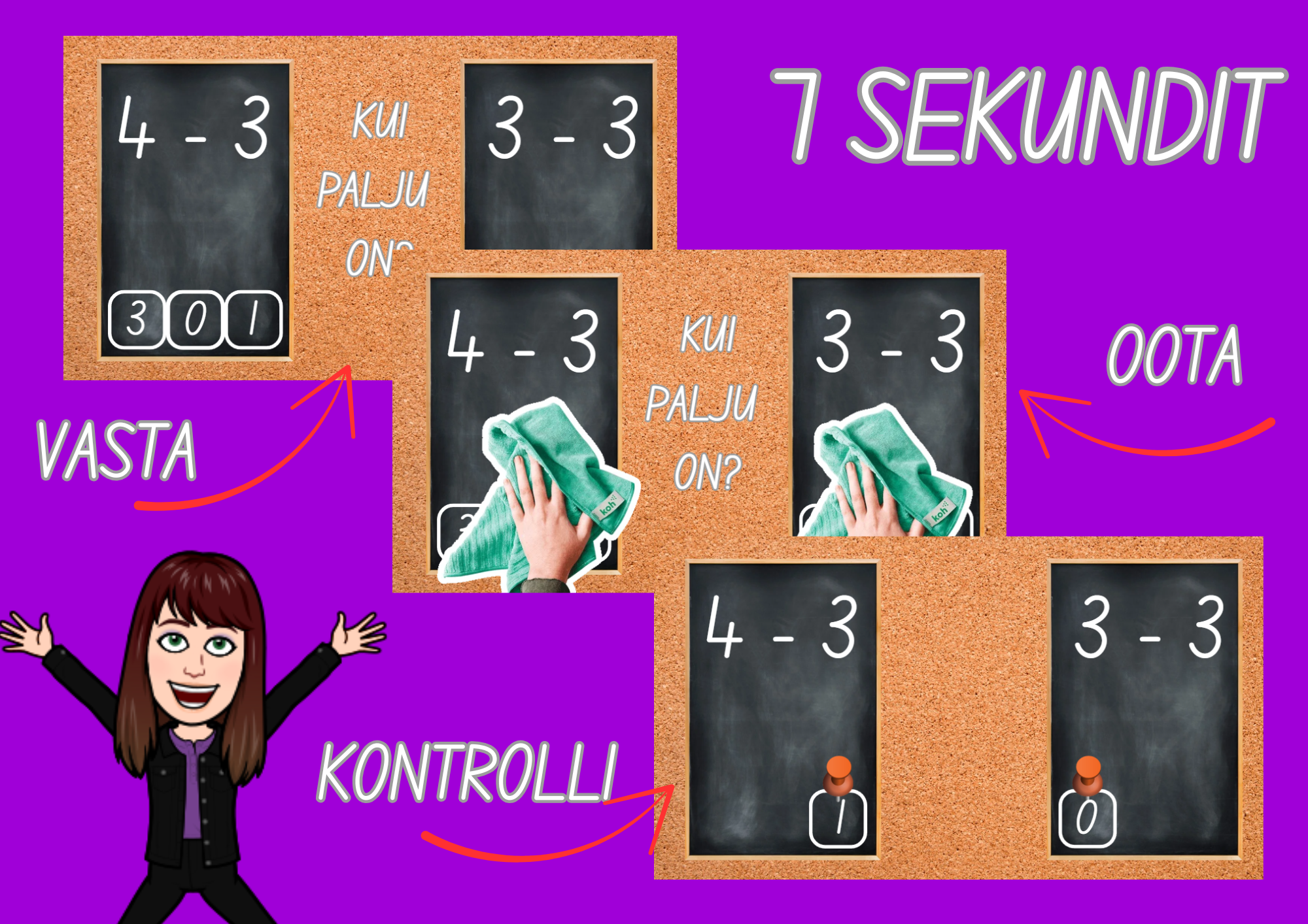 Liikuv mäng "7 sekundit" 10 piires lahutamine