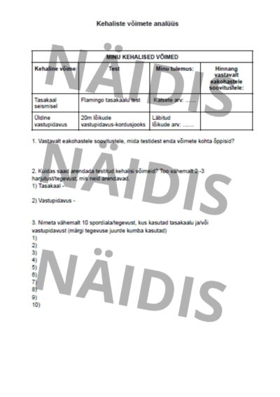Kehaliste võimete analüüsi tööleht (4.-5. kl)