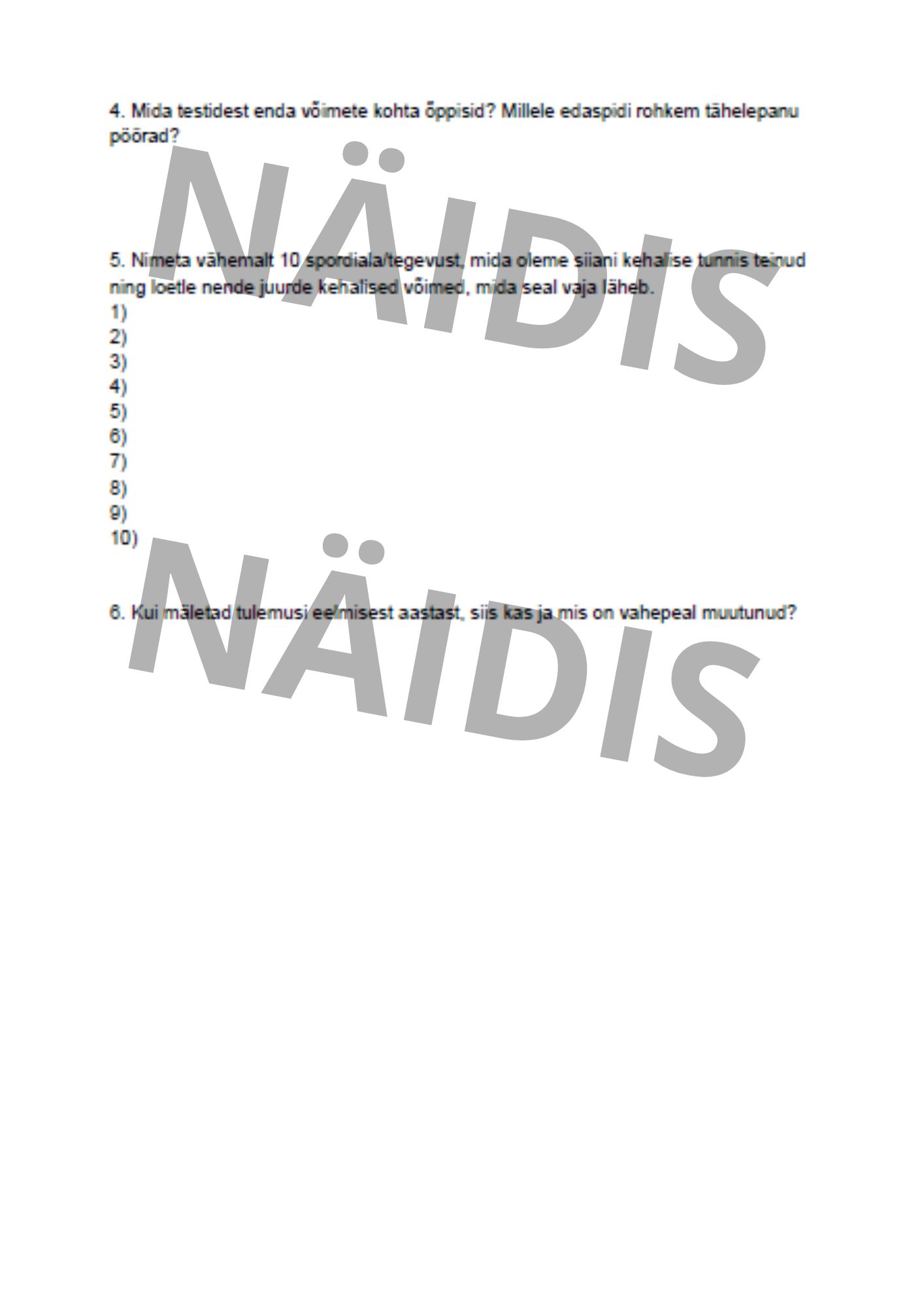 Kehaliste võimete analüüsi tööleht - Image 2