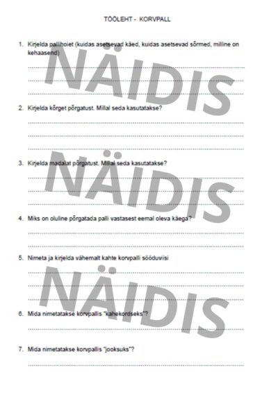 Tööleht "Korvpall" (lihtsam)