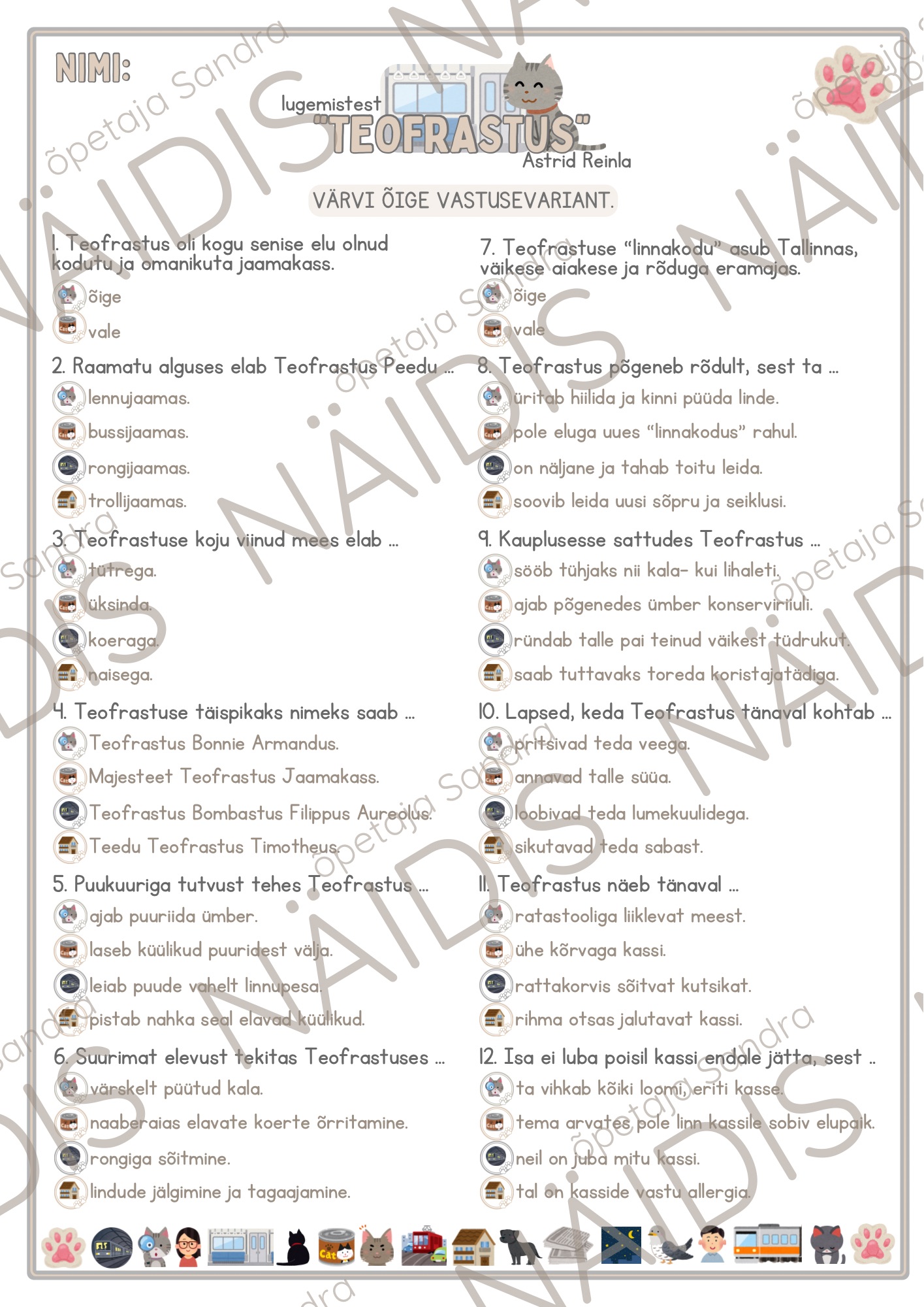 “TEOFRASTUS” (A. Reinla) LUGEMISTEST-TÖÖLEHTEDE KOGUMIK