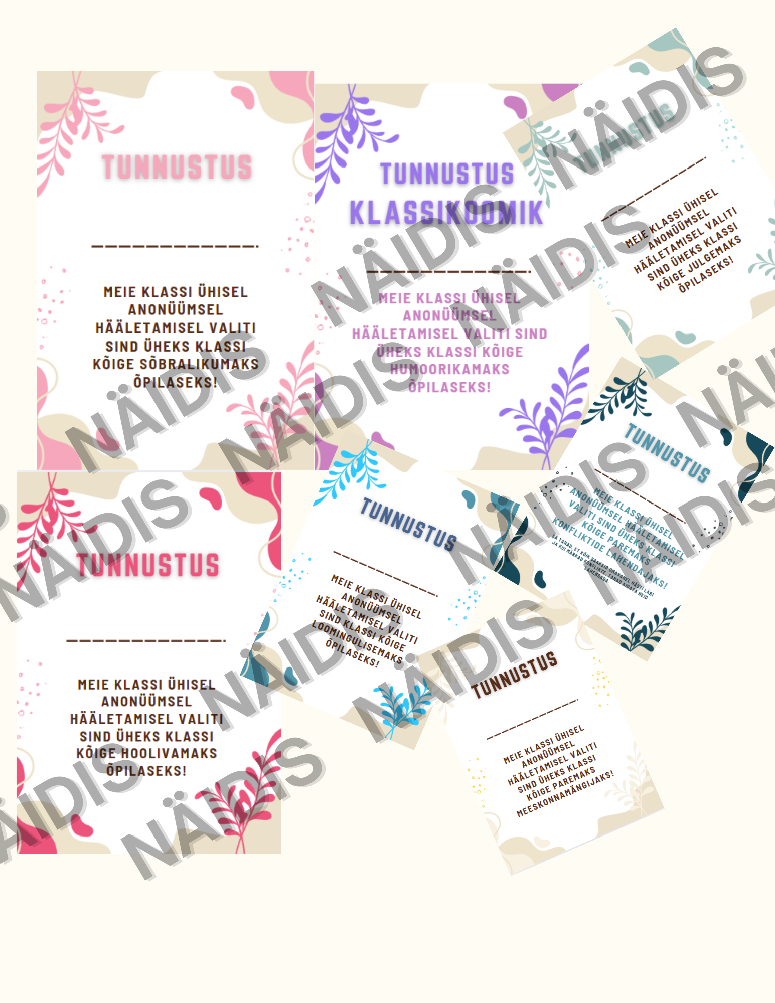 Vahvad tunnustused (10 erinevat tunnustust)