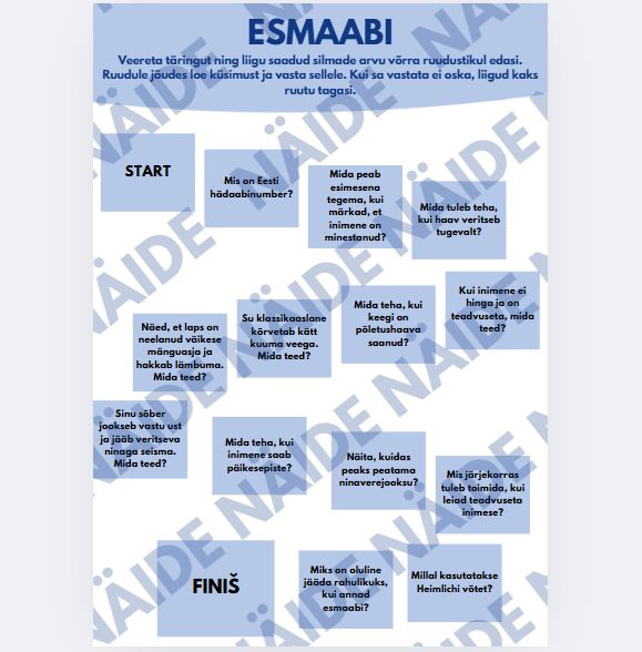 ESMAABI LAUAMÄNG teadmiste kinnistamiseks (4.-8. klassile)