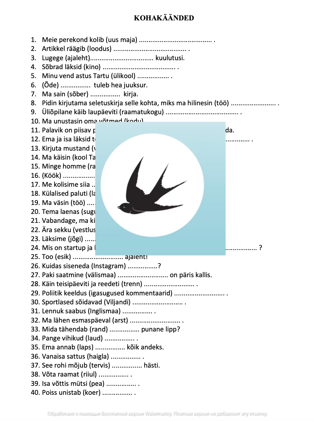 Harjutus "Kohakäänded" B1-B2