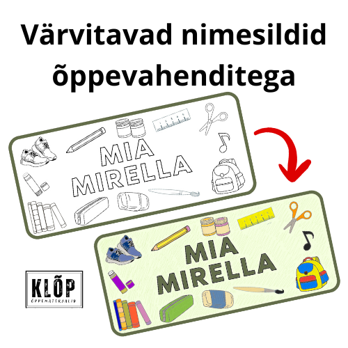Värvitavad nimesildid õppevahenditega