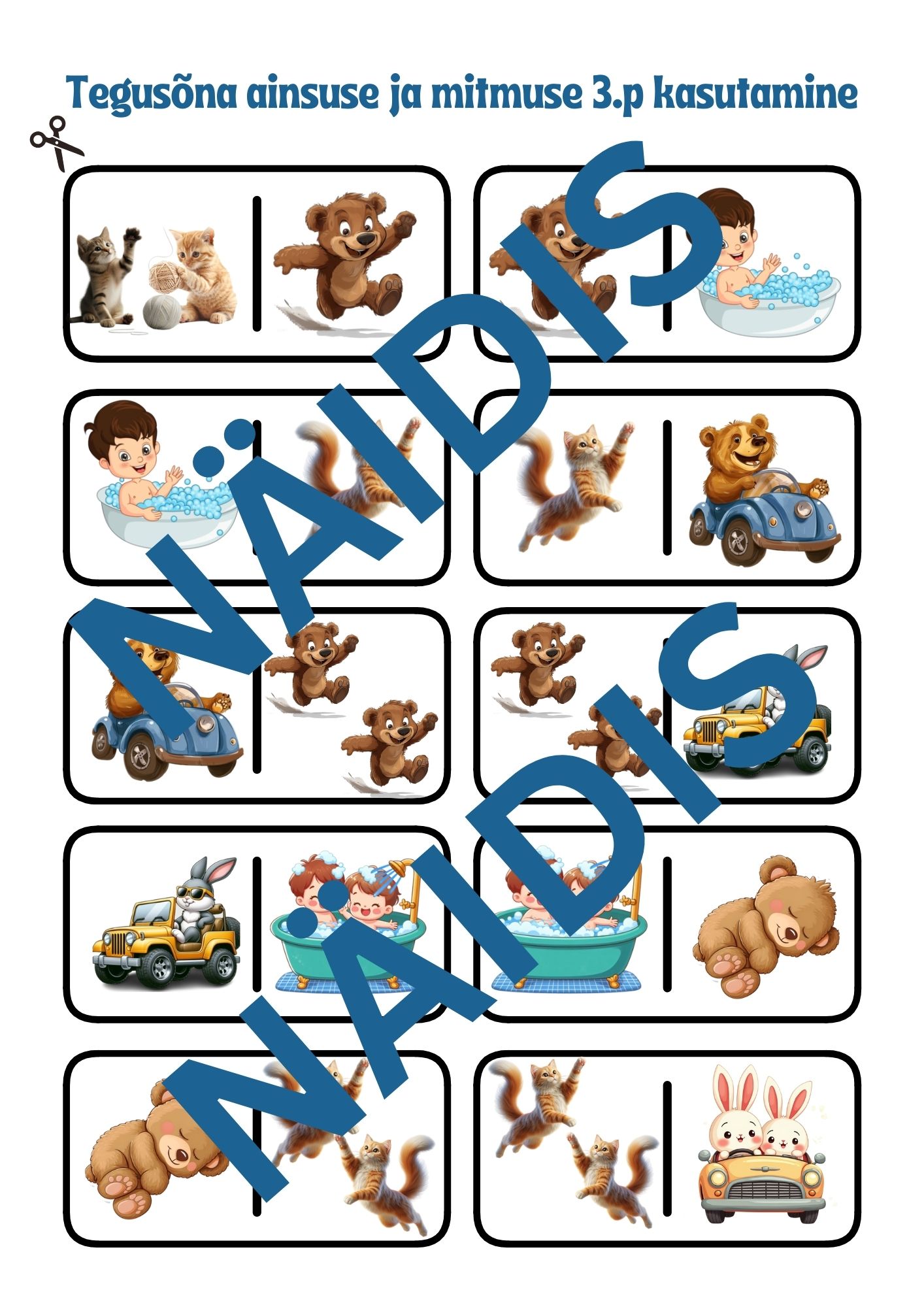 Doomino tegusõna ainsuse ja mitmuse 3.pöörde harjutamiseks