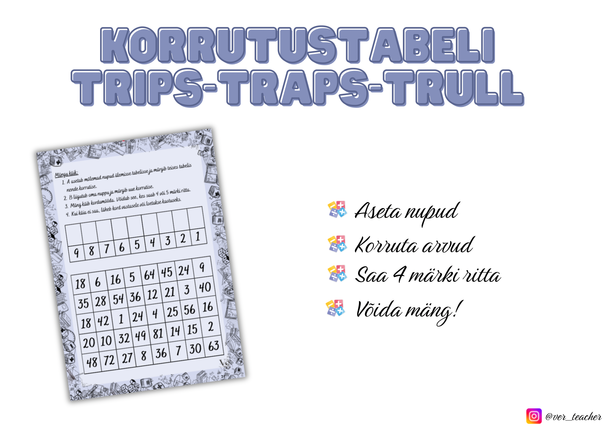 Korrutustabeli trips-traps-trull