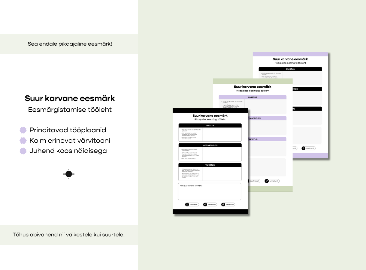 Suur Karvane Eesmärk – eesmärgistamise tööleht