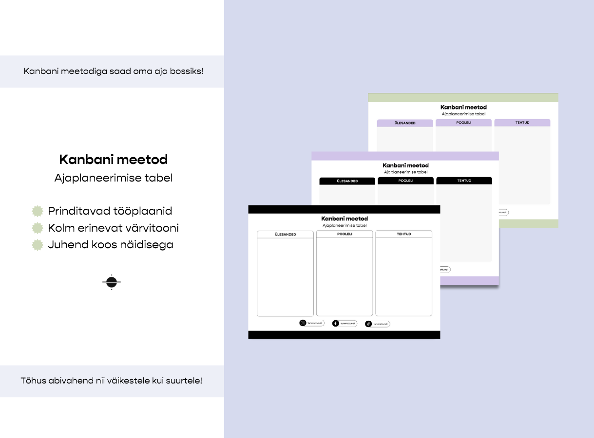 Kanban – ajaplaneerimise tööleht