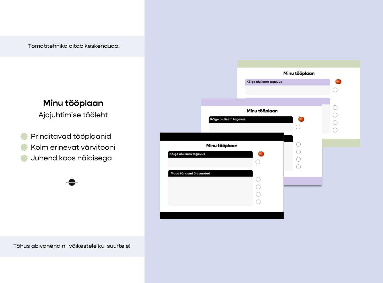 Tomatitehnika – ajaplaneerimise tööleht