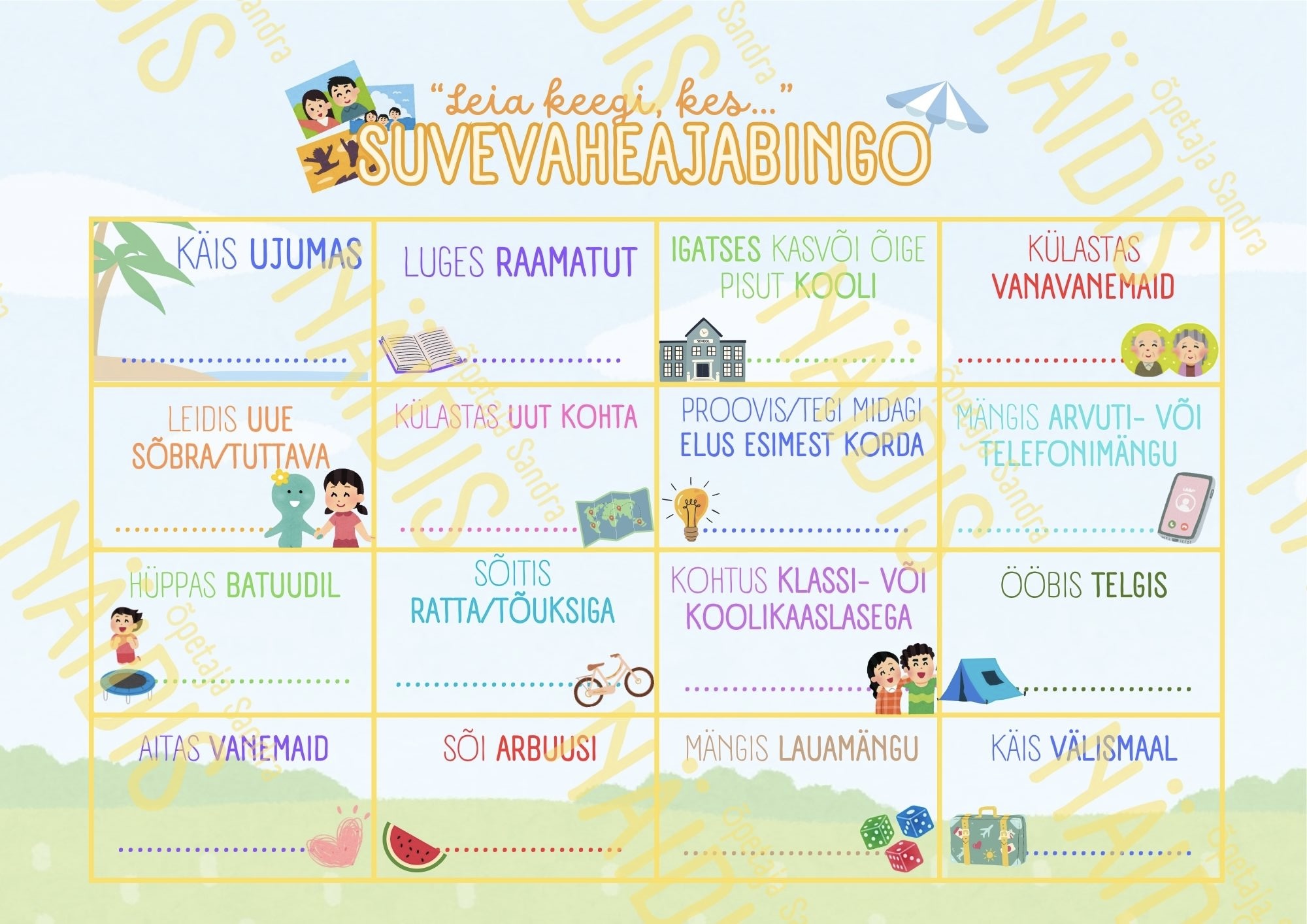 SUVEVAHEAEGA KOKKUVÕTTEV “LEIA KEEGI, KES …” BINGOLEHT
