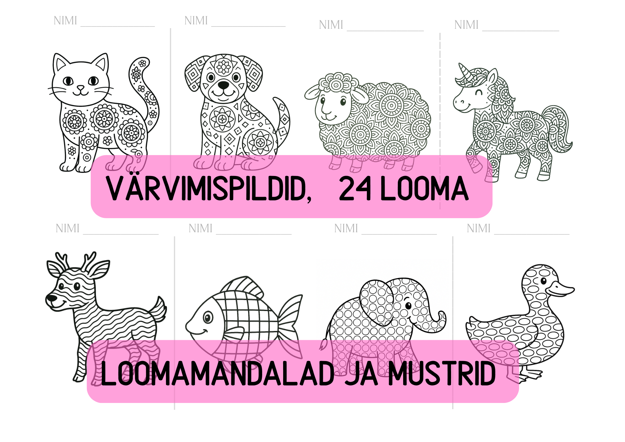 Värvimispildid - loomamandalad ja kujundid