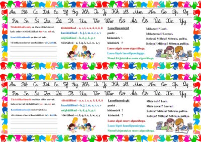 Kahepoolne järjehoidja eesti keele reeglitega 1. kl õpilasele