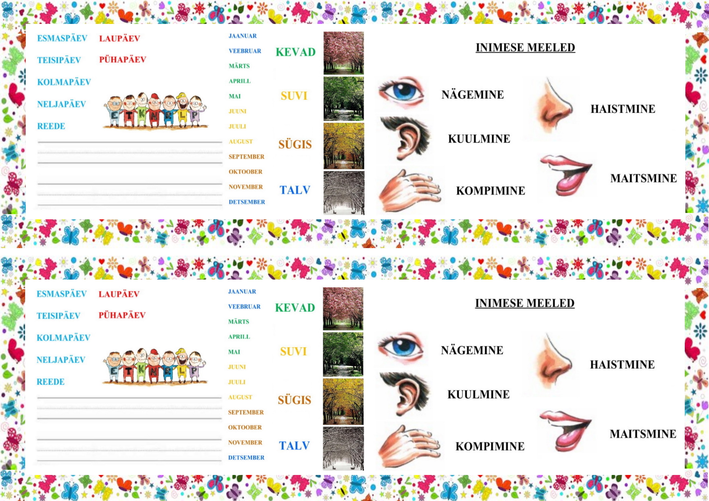 Kahepoolne loodus- ja inimeseõpetuse järjehoidja 1. kl õpilasele