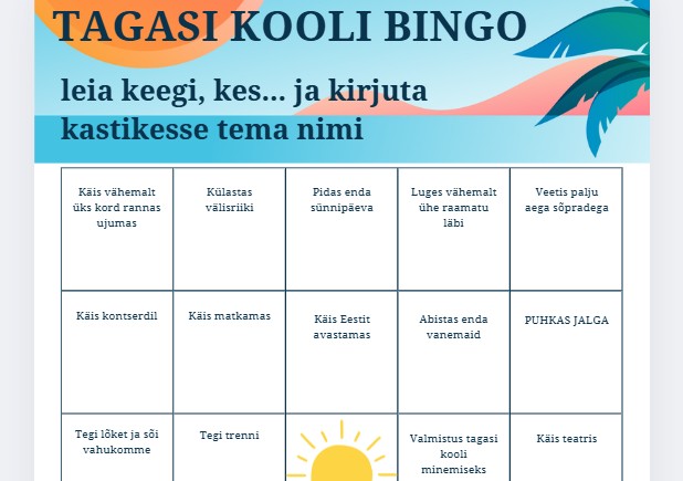 Tagasi kooli bingo