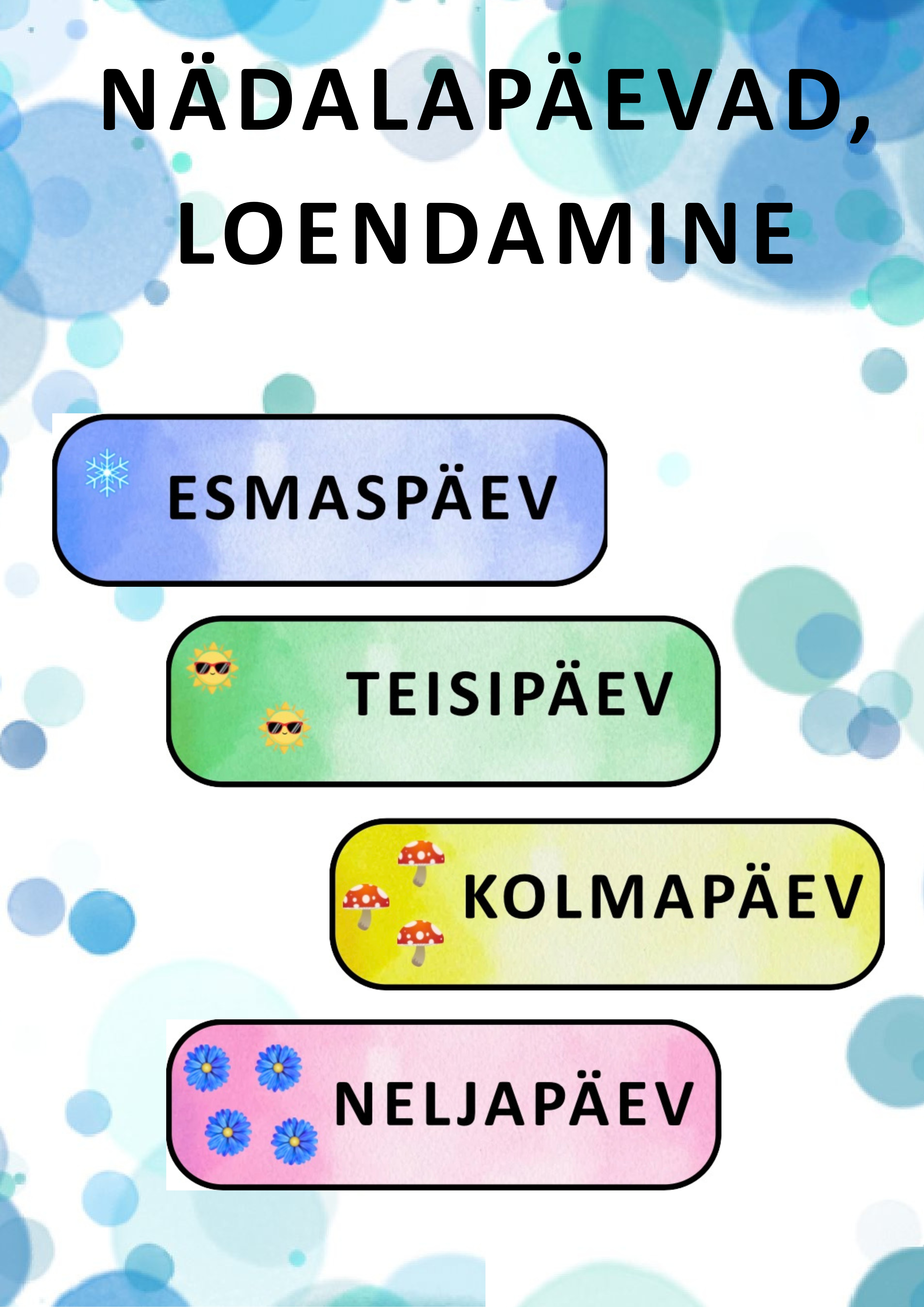 Nädalapäevad, loendamine
