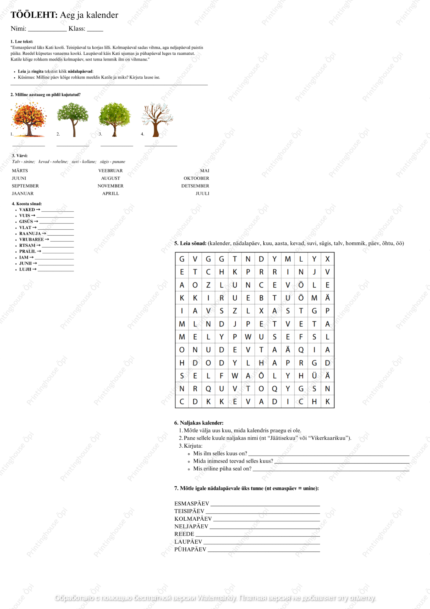 TÖÖLEHT: Aeg ja kalender