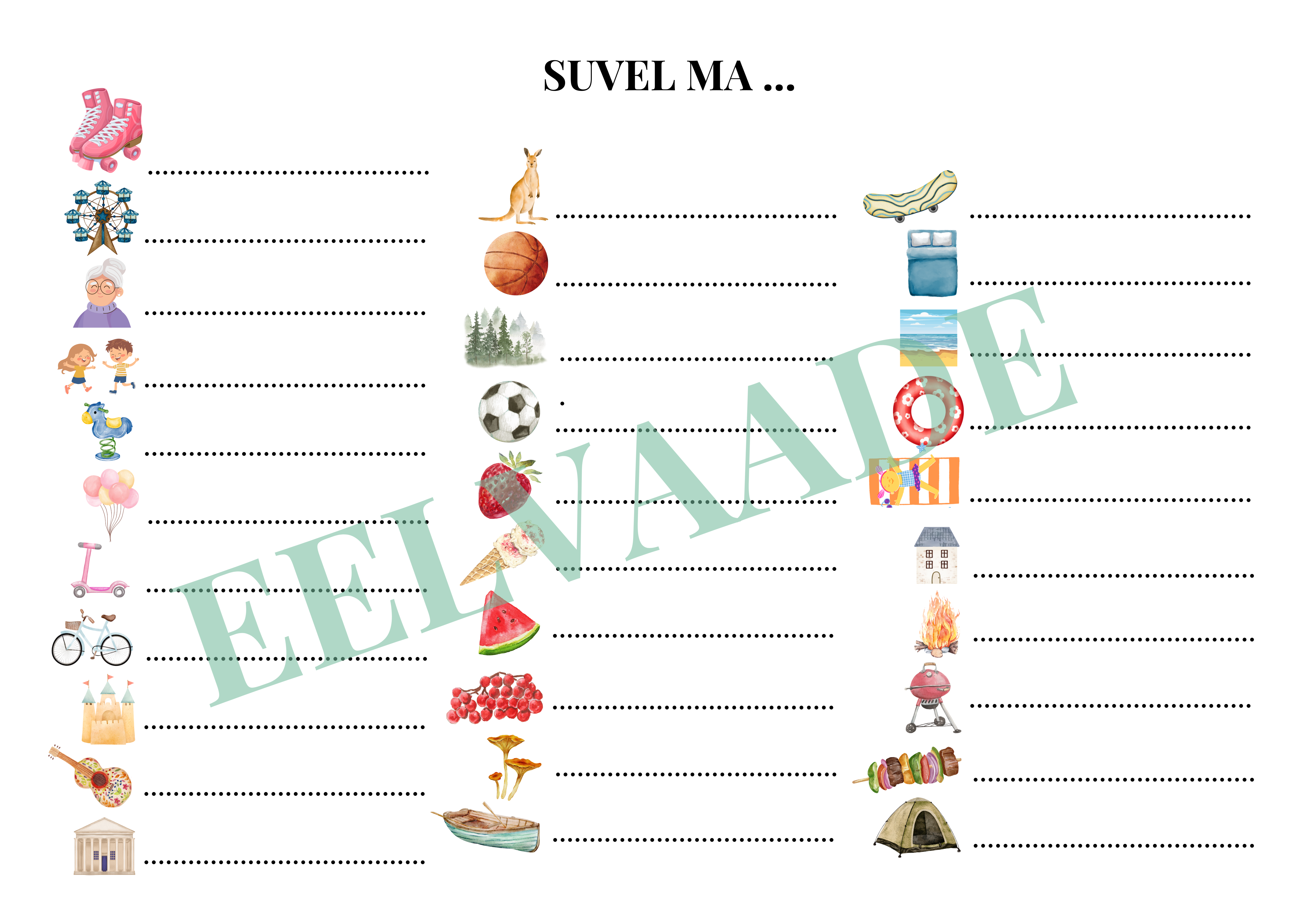 “SUVI - mida sa suvel tegid (“Leia ühine sümbol”, pildikaardid, tööleht, piltsõnastik)” - Image 5