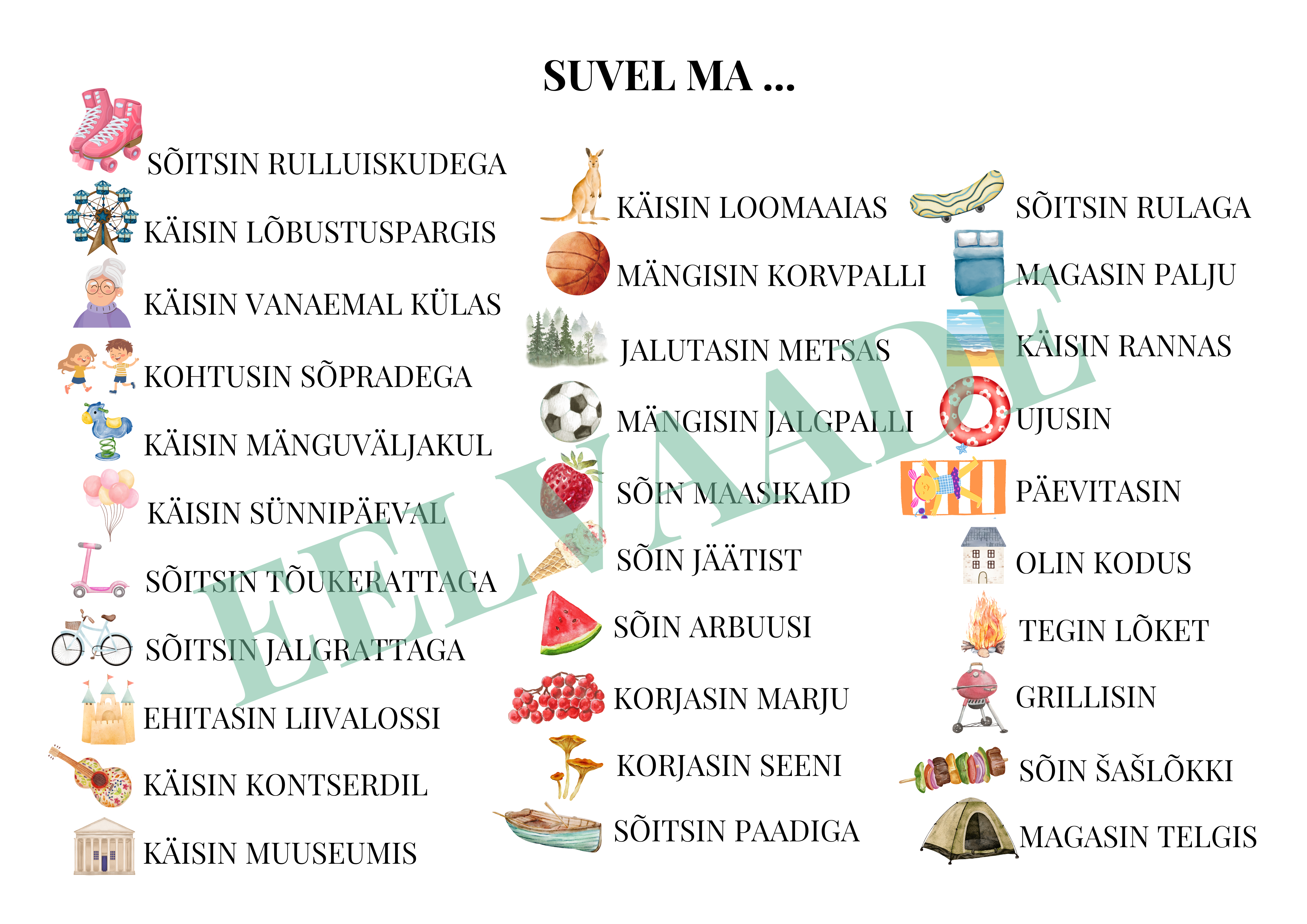“SUVI - mida sa suvel tegid (“Leia ühine sümbol”, pildikaardid, tööleht, piltsõnastik)” - Image 4