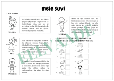 "Meie suvi - lugemisülesanne"