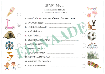 "Suvetegevused - segiaetud tähed ja ühendamine"