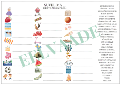 "Suvi - kirjuta, mis tegevus on pildil (2 lk)"