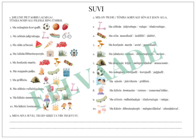 "Suvi - sõnavaraülesanded"