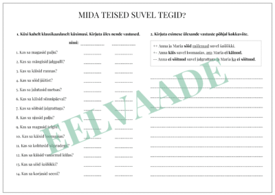 "Suvi - mida teised suvel tegid? (2 versiooni)"