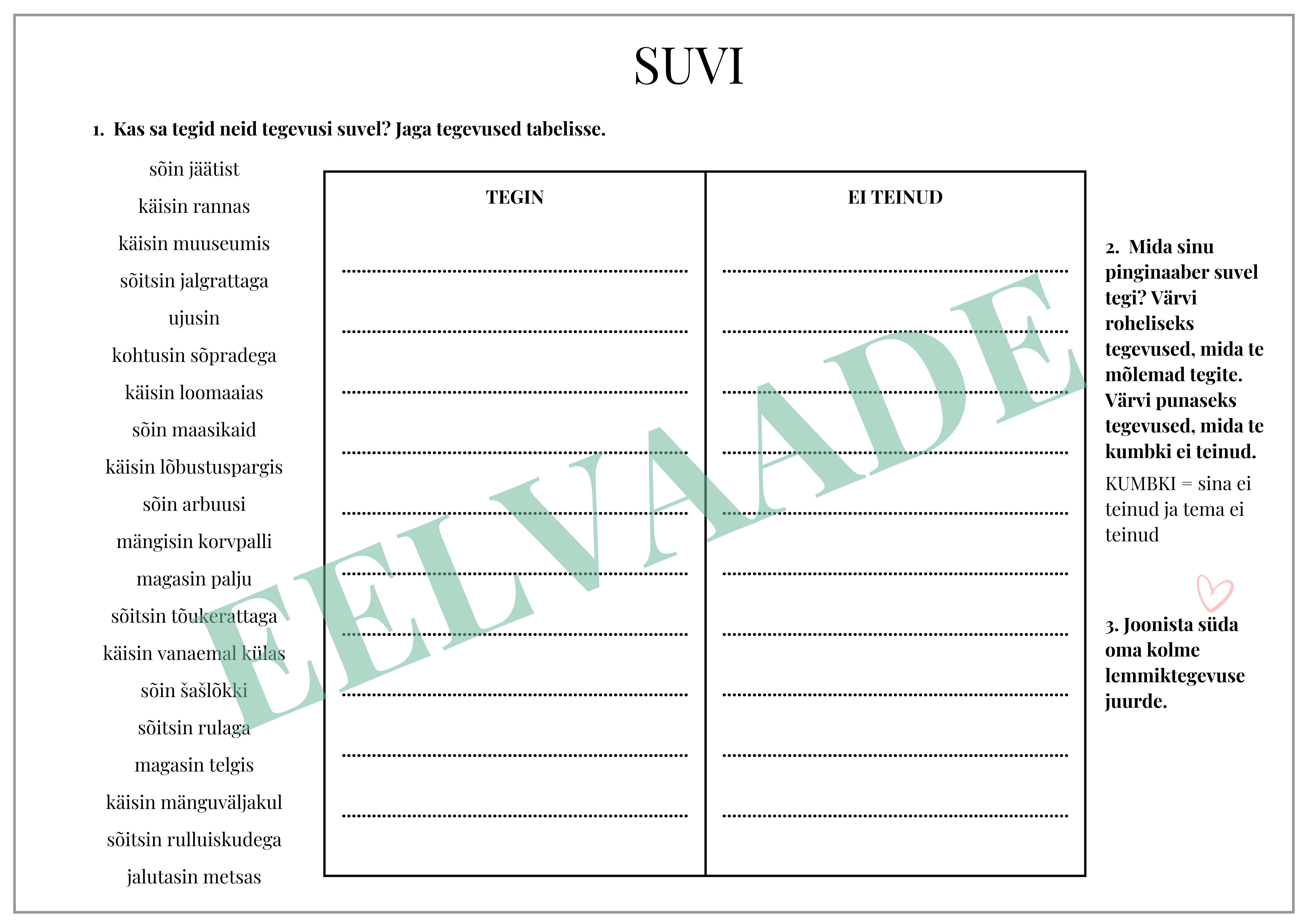 "Suvi - tegin, ei teinud"