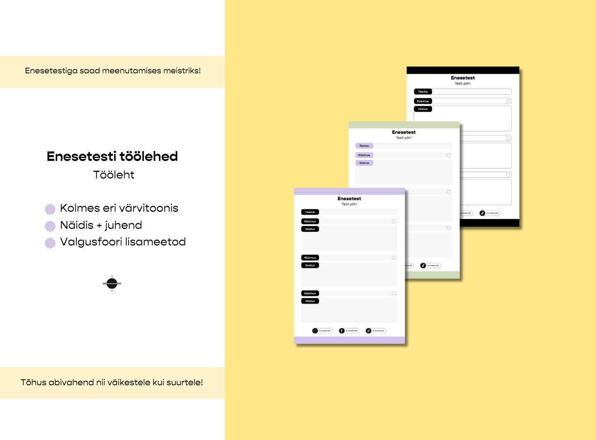 Enesetesti tööleht – meenutamise abimees