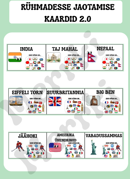 Rühmadesse jaotamise kaardid 2.0