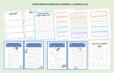 Lihtsad kirja eelharjutused eelkoolile, 1. klassile (11 lk)