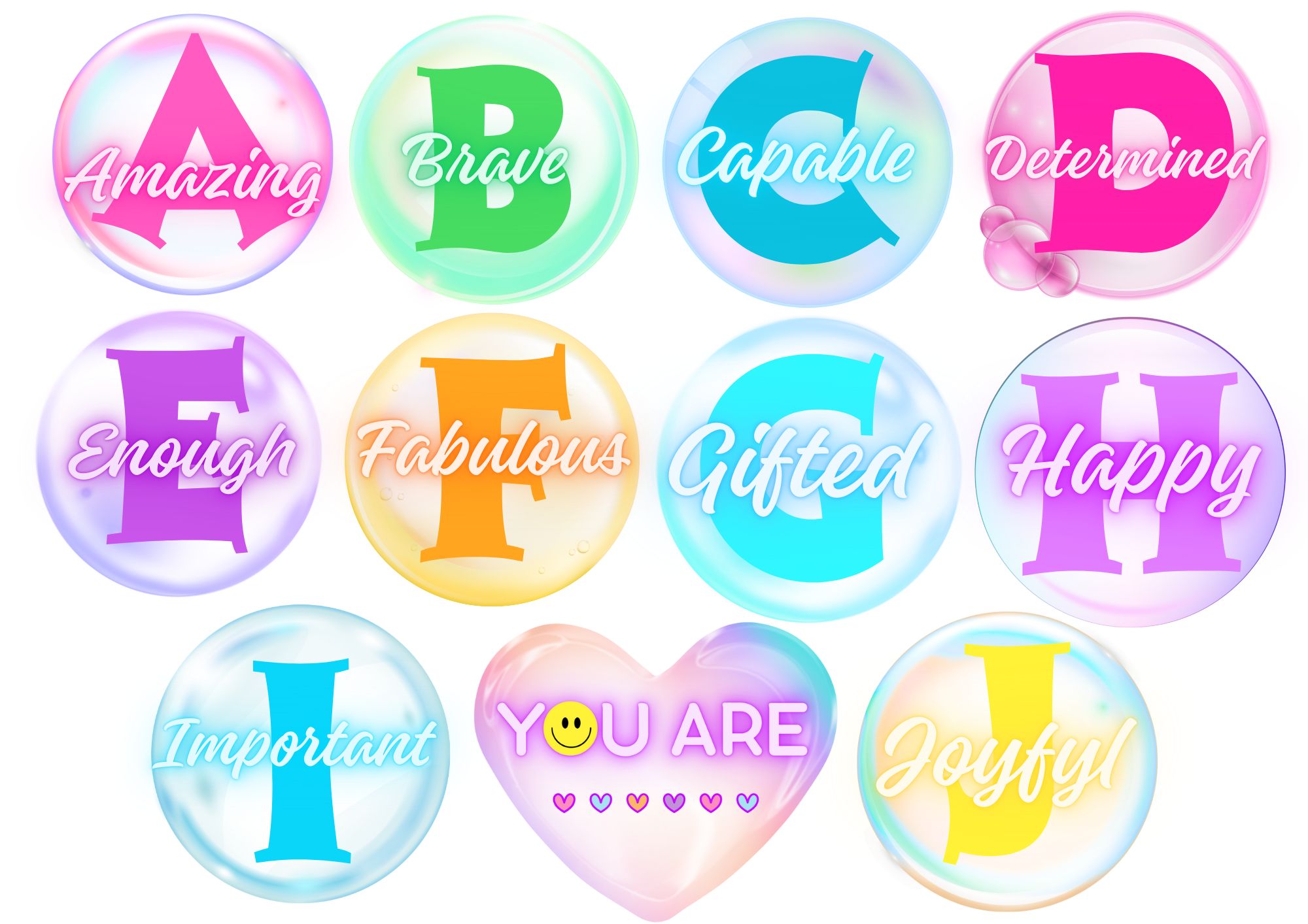 Motiveerivad sõnad inglise keele klassi seinale " YOU ARE ..."