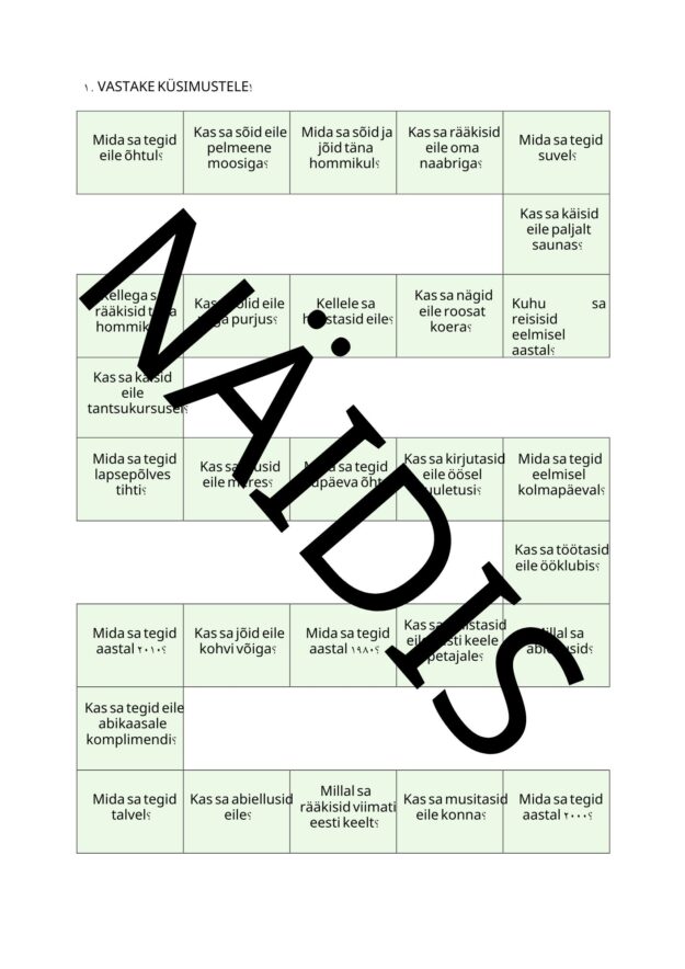 Lihtminevik (A2/B1) ülesanded + teooria