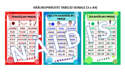 Häälikupikkuste tabelid seinale (3 x A4)