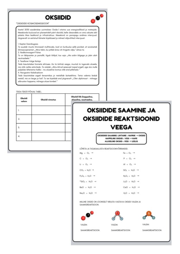 Oksiidide tööleht