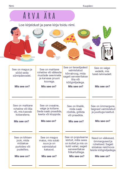 Arva ära - söögid