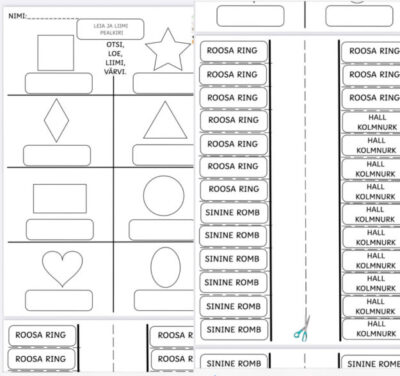 Liikumist soodustav tööleht "kujundid"
