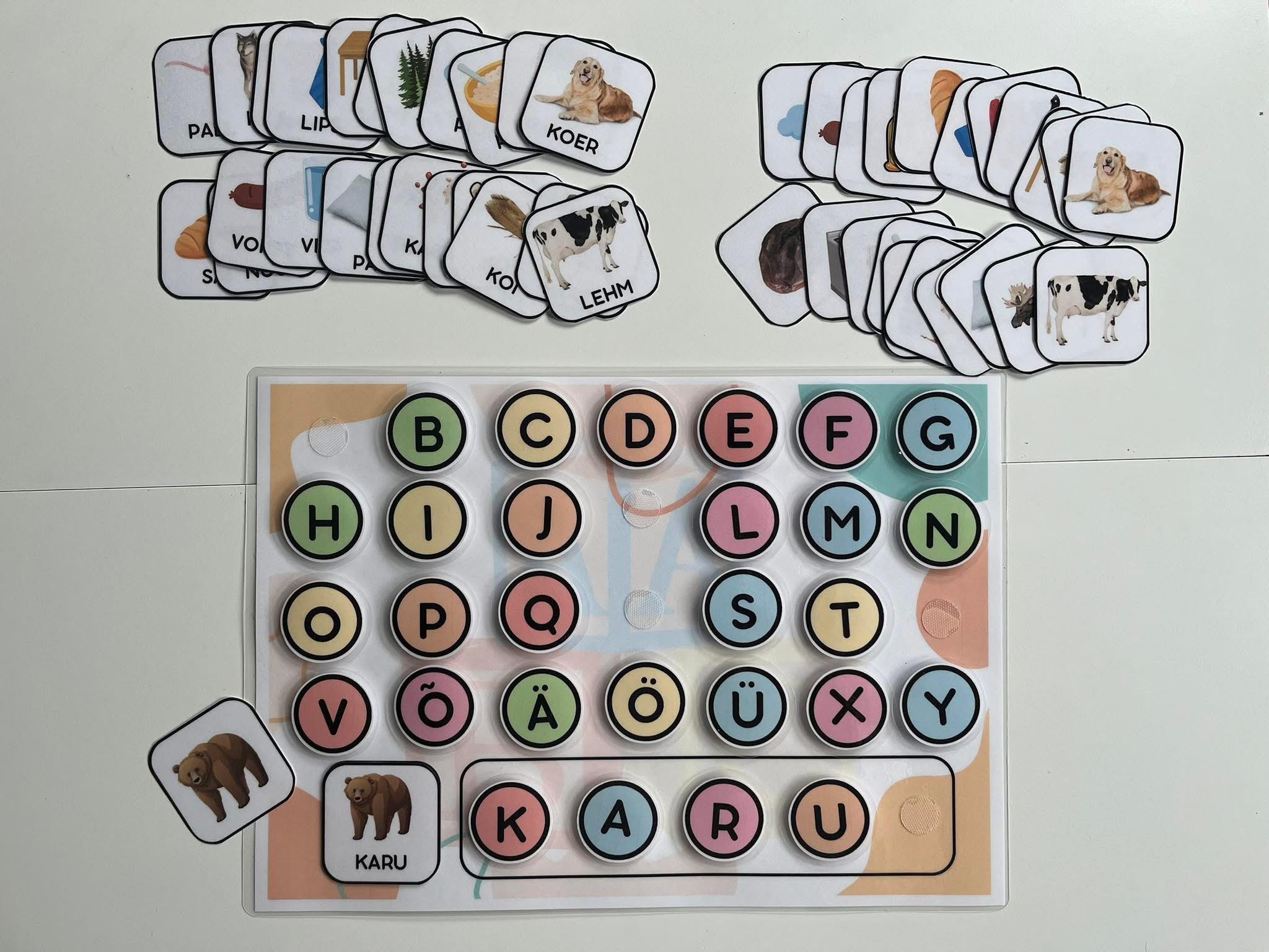 Õppemäng, tähestikualus ja kaardid