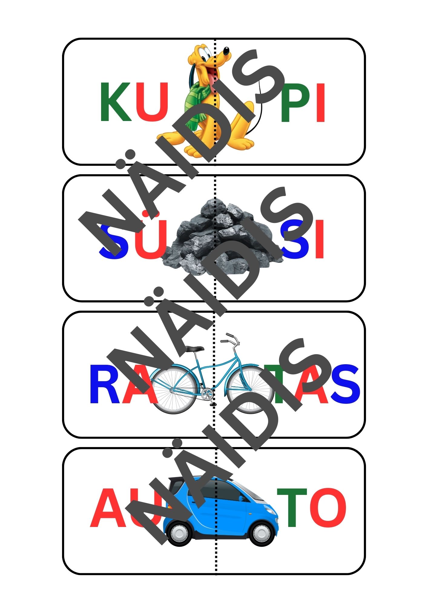 Kahesilbiliste sõnade lugemine - pusle