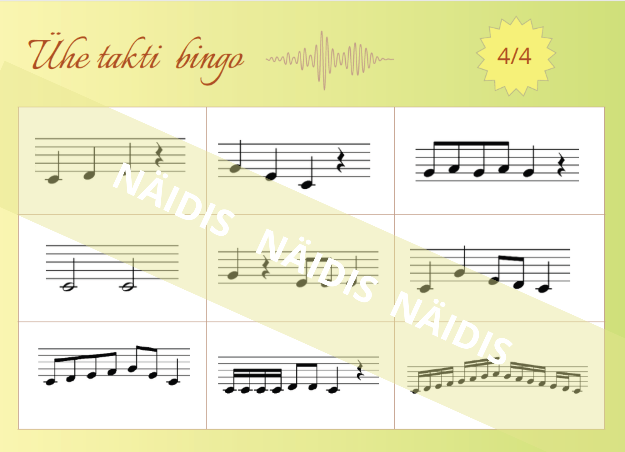 Ühe takti bingo II