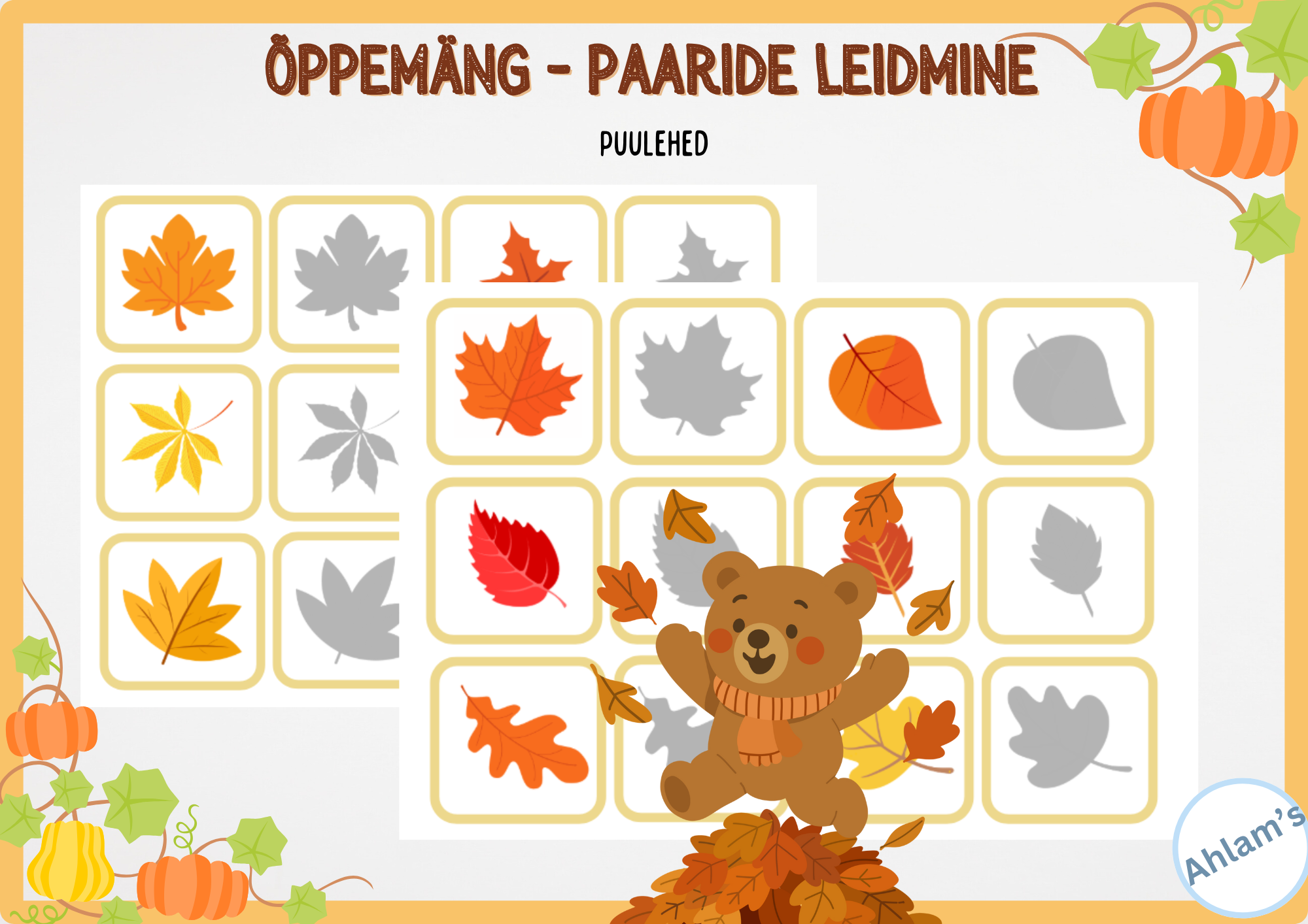 Õppemäng (paaride leidmine) - "Puulehed"