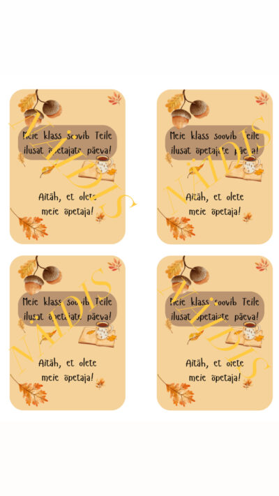 KAARDID ÕPETAJATELE ÕPETAJATE PÄEVA PUHUL