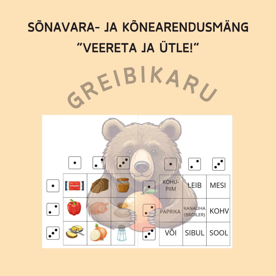 Sõnavara- ja kõnearendusmäng "Veereta ja ütle! - söök ja jook