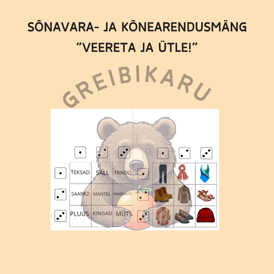 Sõnavara- ja kõnearendusmäng "Veereta ja ütle! - riided ja jalatsid